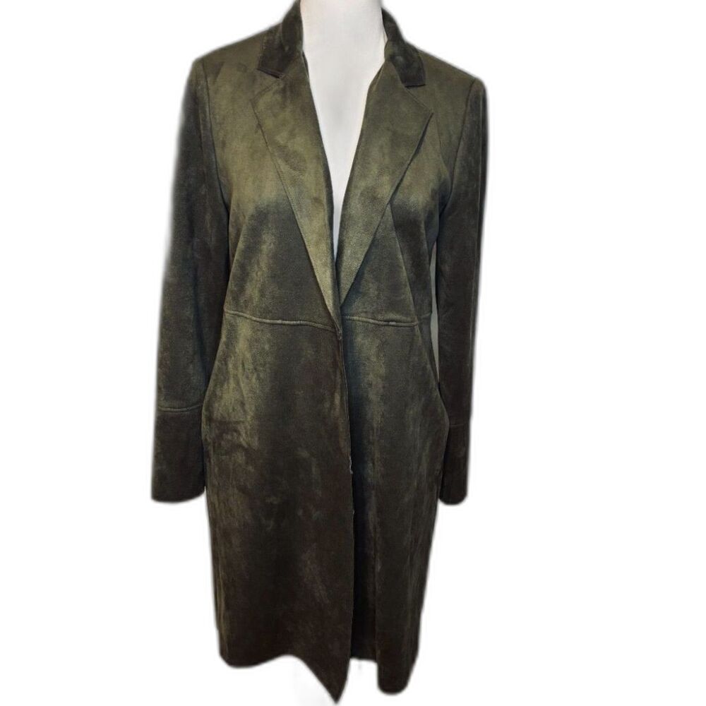 Premise Women's Olive Faux Suede Long Sleeve Lapel Jacket S